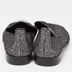 Giuseppe Zanotti Silver Mesh and Glitter Slip on Loafers Size 40.5