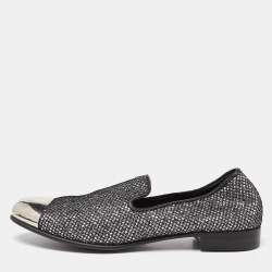 Giuseppe Zanotti Silver Mesh and Glitter Slip on Loafers Size 40.5