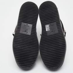 مملوكة مسبقًا Giuseppe Zanotti Black/Silver Suede and Patent Leather Studded Jimbo Mid Top Sneakers Size 40