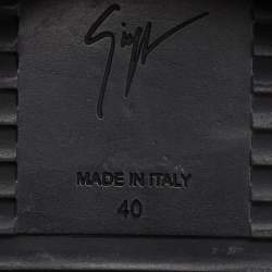 مملوكة مسبقًا Giuseppe Zanotti Black/Silver Suede and Patent Leather Studded Jimbo Mid Top Sneakers Size 40