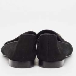 Giuseppe Zanotti Black Suede Crystal Embellished Smoking Slippers Size 44
