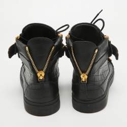 Giuseppe Zanotti Black Croc Embossed Leather High Top Sneakers Size 44