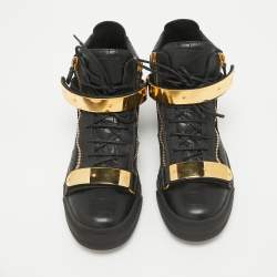 Giuseppe Zanotti Black Croc Embossed Leather High Top Sneakers Size 44