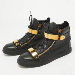 Giuseppe Zanotti Black Croc Embossed Leather High Top Sneakers Size 44
