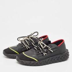 Pre Owned Giuseppe Zanotti Black Mesh and Leather Urchin Sneakers Size 43.5