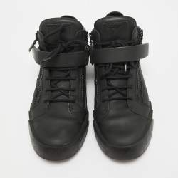 مملوكة مسبقًا Giuseppe Zanotti Black Matte Leather High Top Sneakers 44