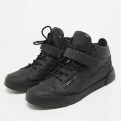 مملوكة مسبقًا Giuseppe Zanotti Black Matte Leather High Top Sneakers 44