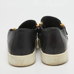 Pre Owned Giuseppe Zanotti Black Leather Double Zip Low Top Sneakers Size 41