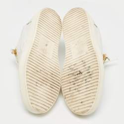 مملوكة مسبقًا Giuseppe Zanotti White Croc Embossed Leather Double Zip Low Top Sneakers Size 43