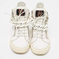 Pre Owned Giuseppe Zanotti White Leather High Top Sneakers Size 40