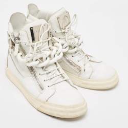 Pre Owned Giuseppe Zanotti White Leather High Top Sneakers Size 40