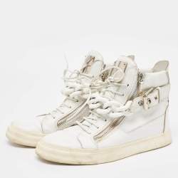 Pre Owned Giuseppe Zanotti White Leather High Top Sneakers Size 40