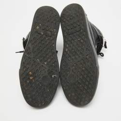 Pre Owned Giuseppe Zanotti Black Croc Embossed Leather Double Zip Sneakers Size 42