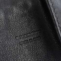 Pre Owned Givenchy Black Embossed Leather Studs Wide Buckle Cuff Bracelet