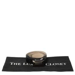 Pre Owned Givenchy Black Leather Plaque Logo Belt 85CM
