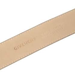 Pre Owned Givenchy Black Leather Plaque Logo Belt 85CM