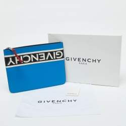 Givenchy Tri Color Leather Reverse Logo Flat Zip Pouch