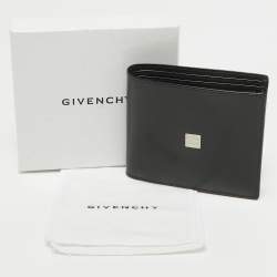 Givenchy Black Glossy Leather Logo Bifold Wallet