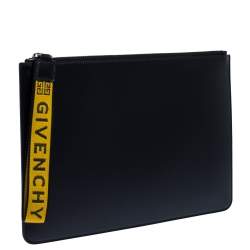 Givenchy Black Coated Canvas Large 4G Wrist Strap Pouch