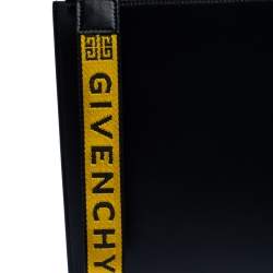 Givenchy Black Coated Canvas Large 4G Wrist Strap Pouch