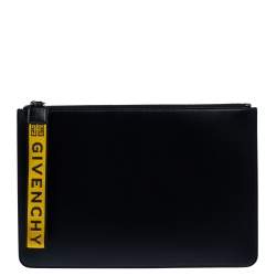 Givenchy Black Coated Canvas Large 4G Wrist Strap Pouch