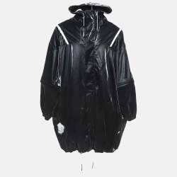 Givenchy Black Contrast Trim Synthetic Oversized Raincoat M