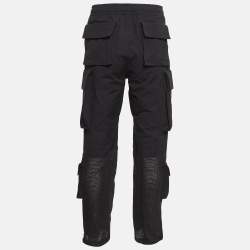 Pre Owned Givenchy Black Cotton and Crochet Trim Cargo Pants M