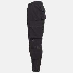 Pre Owned Givenchy Black Cotton and Crochet Trim Cargo Pants M