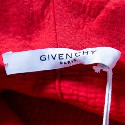 مملوكة مسبقًا Givenchy Red Cotton Rottweiler Printed Distressed Hoodie S