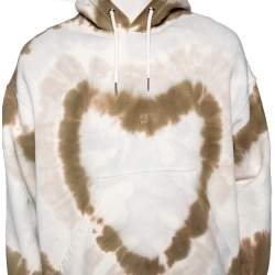 Givenchy White Tie-Dye Heart Printed Cotton Knit Oversized Hoodie S