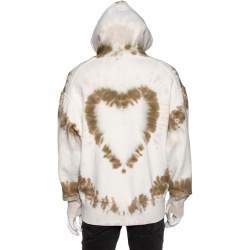 Givenchy White Tie-Dye Heart Printed Cotton Knit Oversized Hoodie S