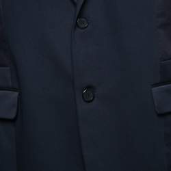 Pre Owned Givenchy Navy Blue Cotton Contrast Single-Breasted Blazer XL