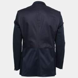 Pre Owned Givenchy Navy Blue Cotton Contrast Single-Breasted Blazer XL