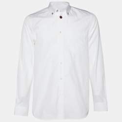 Givenchy White Cotton Crystal Button Shirt M