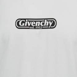 Pre Owned Givenchy White Logo Printed Cotton Standard Fit T-Shirt L