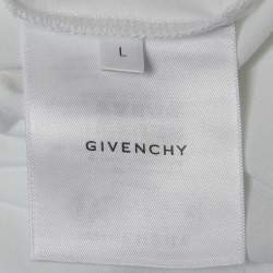 Pre Owned Givenchy White Logo Printed Cotton Standard Fit T-Shirt L