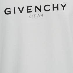 Pre Owned Givenchy White Logo Printed Cotton Oversized Fit T-Shirt L