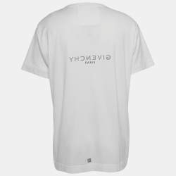 Pre Owned Givenchy White Logo Printed Cotton Oversized Fit T-Shirt L