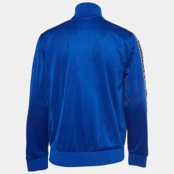 Pre Owned Givenchy Blue Logo-Tape Knit Zipper Track Jacket L