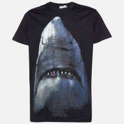 Givenchy Black Cotton Shark Print Cotton Oversized T-Shirt XS