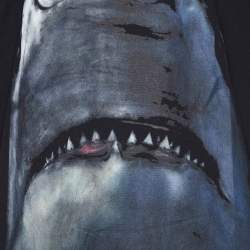 Givenchy Black Cotton Shark Print Cotton Oversized T-Shirt XS