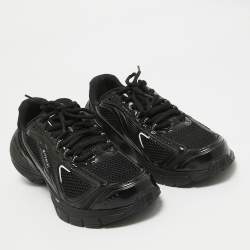 Givenchy Black Faux Leather and Mesh Lace Up Sneakers Size 44