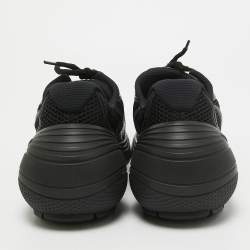 Givenchy Black Faux Leather and Mesh Lace Up Sneakers Size 44