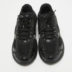 Givenchy Black Faux Leather and Mesh Lace Up Sneakers Size 44