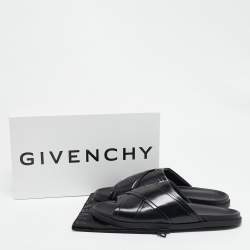 Givenchy Black Leather G Plage Slide Flats Size 45