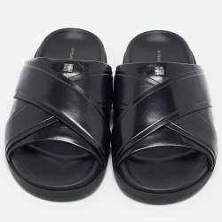 Givenchy Black Leather G Plage Slide Flats Size 45