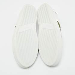 Pre Owned Givenchy White/Green Elastic and Leather Urban Street Slip On Sneakers Size 43