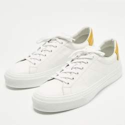 Pre Owned Givenchy City Sport Size 43 White/Yellow Leather Low Top Sneakers