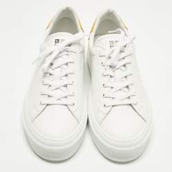 Pre Owned Givenchy City Sport Size 43 White/Yellow Leather Low Top Sneakers