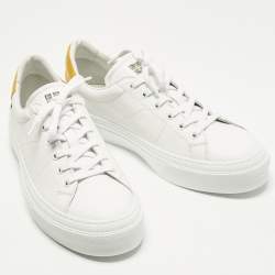 Pre Owned Givenchy City Sport Size 43 White/Yellow Leather Low Top Sneakers